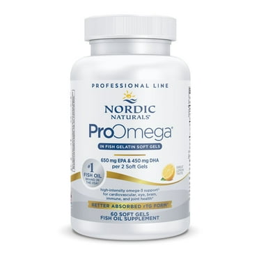 Nordic Naturals ProOmega Fish Gelatin Softgels, Lemon, 1280 mg, 60 Ct