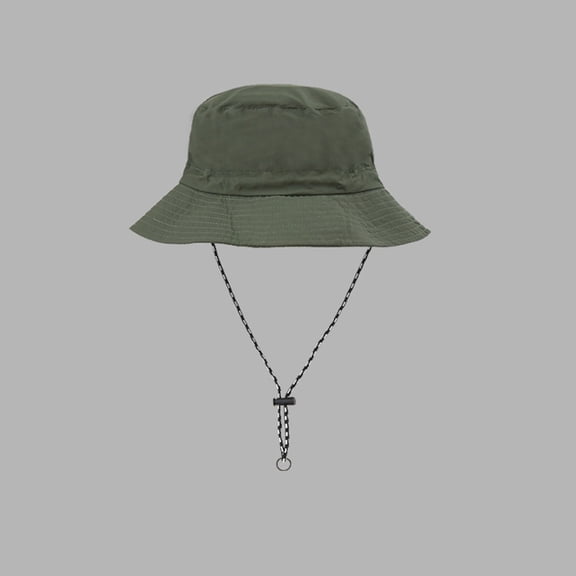 ZHOGXU Bucket Hat For Men Women Solid Color Adjustable Straps Comfortable Fashion Caps For Hiking Camping Travel Army Green One Size