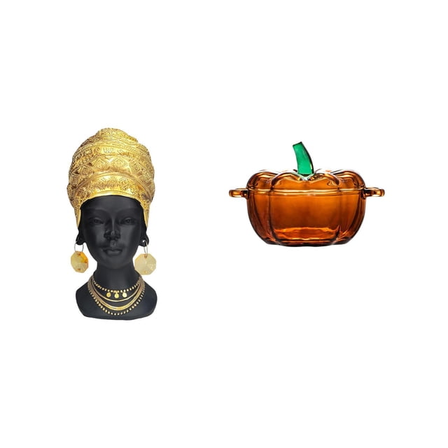 Elegante Figura De Mujer Africana De Resina Con Tapa De Cristal En Forma De Calabaza Para Dulces, Decoración Creativa Para El Hogar, Centro De Mesa Para La Entrada, Estante De Regalo.