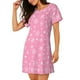 thumbnail image 2 of Fotbe Snowflake pink backgrounds Bata de Dormir para Mujer con Estampado, Camisón de Algodón de Manga Corta, Ropa de Dormir Casual, 2 of 6