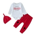 thumbnail image 2 of Bjutir Cute Toddler Baby Bodysuits Set Boys Girls Valentine'S Day Long Sleeve Letter Printed Romper Bodysuits Pants Hat Outfits For 3 Months, 2 of 7