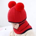 thumbnail image 2 of Pasamontañas para bebé, niña, niño, invierno, cálido, bufanda, chal, tejido, lindo, color rojo, 2 of 5