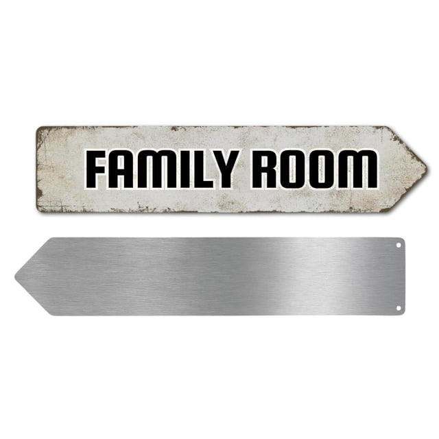 Family Room Metal Sign by DC | Arrow Metal Directional Signage for Indoor & Outdoor | 3x12" Rust-Free Aluminum Sign | Home & Garden Signage UV Protected Road RIGHT Arrow Sign | Made in USA