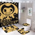 thumbnail image 1 of Juego de 4 cortinas de ducha de Bendy And The Ink Machine con alfombrillas antideslizantes, tapa de inodoro y alfombrilla de baño, cortina de ducha impermeable con decoración de dibujos animados para, 1 of 8