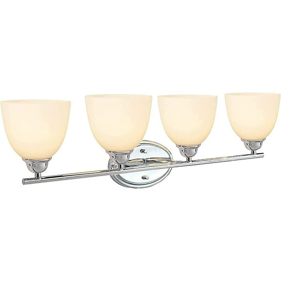 Aspen Creative 62228, Four-Light Metal Bathroom Vanity Wall Light Fixture, 32" Wide, Transitional Design in Chrome