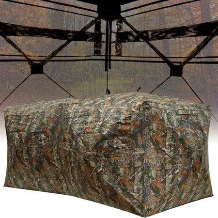 Pinypikaka Portable Hunting Blind Pop Up Ground Camo Weather Resistant Hunting Enclosure for 4-6 Person