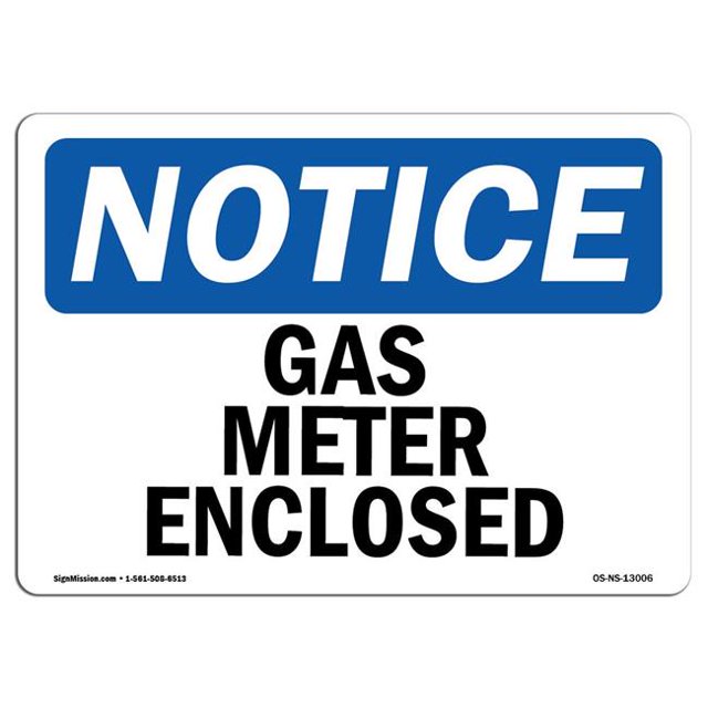 SignMission OS-NS-D-35-L-13006 Panneau de Signalisation - Compteur de Gaz Fermé