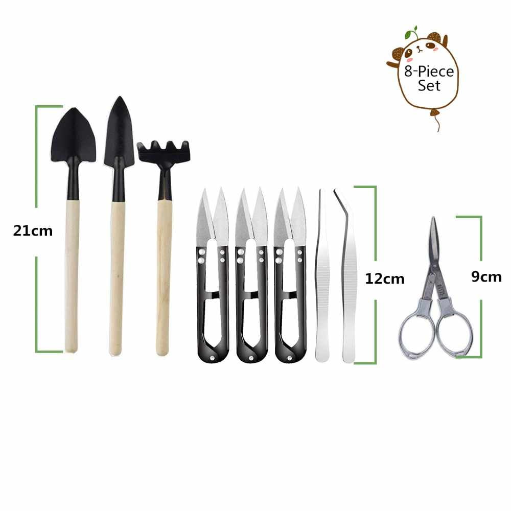 9 Pcs Bonsai Tools With Soil Moisture Meter, 3-In-1 Moisture Sensor/Sunlight/Ph, Include Pruner, Folding Scissors, Mini Rake, Bud & Leaf Trimmer Set