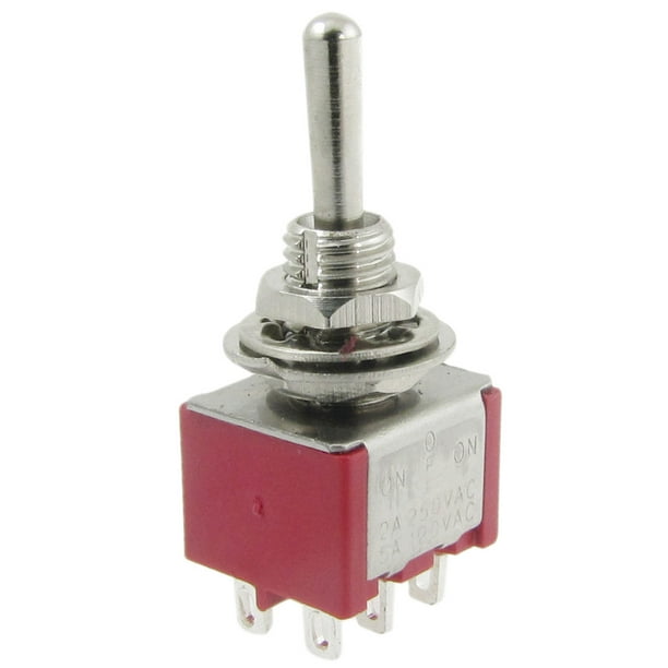 250V 2A 120V 5A ON/OFF/ON 3 Position 6 Pins PDT Momentary Toggle Switch ...