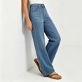 thumbnail image 4 of Tnhcen Women High Waisted Wide Leg Jeans Button Fly Washed Denim Pants with Contrast Stitching Baggy Trousers for Women Casual, 4 of 7
