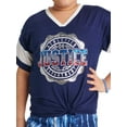 thumbnail image 2 of Justice Girls Knot Hem Football T-Shirt, Sizes XS(5/6)-XL Plus(16/18 Plus), 2 of 4