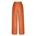 thumbnail image 5 of HUJlwoi Wide Leg Pants Woman Cotton Linen Lightweight Lounge Pants with Pockets Loose Trendy Trousers Fall Fashion Clothes, 5 of 7