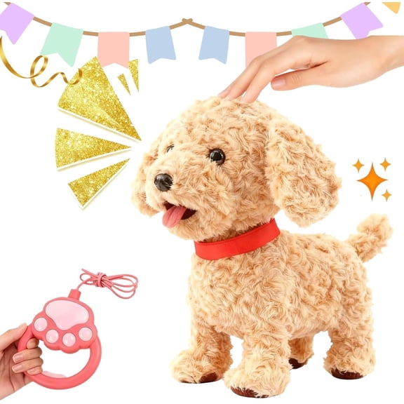 Yippzo Wuffy Froplay Dog, Interactive Robot Puppy Dog with Fur, with Touch Sensing, Voice Mimic, Lifelike Sounds, Tongue & Licking Motion, Leash Remote