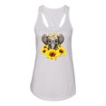 thumbnail image 2 of Elephant Sunflower Cute Love Animal Lover Ladies Racerback Tank Top, White, X-Large, 2 of 3