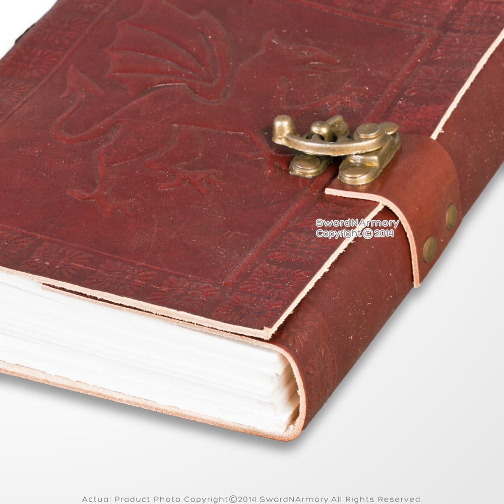 Medieval Genuine Leather Journal Diary Parchment Paper Brown Fierce Dragon