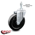 thumbnail image 2 of 5 Inch Hard Rubber Wheel Swivel 3/8 Inch Threaded Stem Caster Service Caster, 2 of 2
