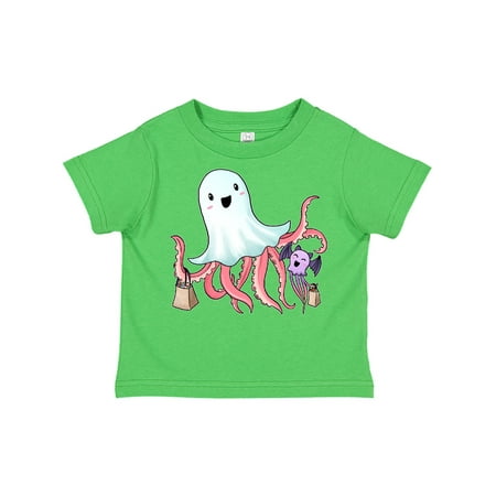 

Inktastic Cute Ghost Octopus Trick or Treating with Bat Gift Toddler Boy or Toddler Girl T-Shirt