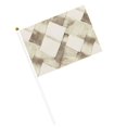 thumbnail image 3 of Handheld Flag Double-Sided Hand Waving Flag 8.2×5.5in Used For Team Activities Or Decoration In Decorative Places Beige Checked Hand-Drawn Sketch_3 Ten Piece, 3 of 8
