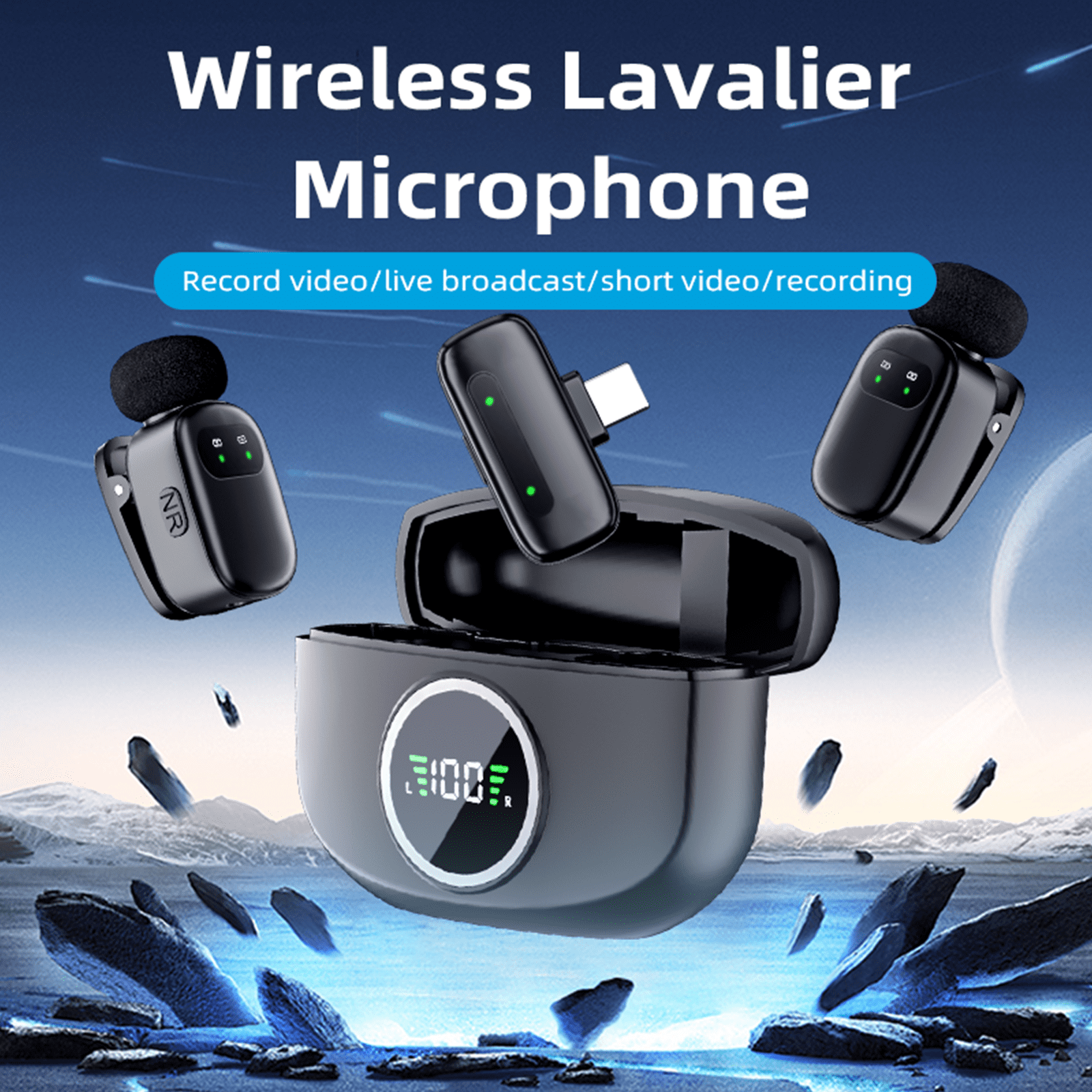 Wireless Lavalier Microphone for iPhone/Android, Lapel Mics with Type-C Plug-Play, Mini Mic with 2.4GHz Noise Cancellation, Charging Case Included, 80ft Range for Stream, Vlog, TikTok and YouTube