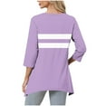 thumbnail image 4 of Ltctricy Women's Tunic Tops 3/4 Sleeve V Neck Asymmetrical Hem Striped Oversized T Shirts Casual Loose Tee Blouses(Purple,XX-Large), 4 of 6