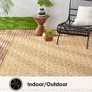 Nicole Miller New York Patio Country Danica Transitional Geometric Indoor/Outdoor Area Rug, Yellow/White, 7'9x10'2