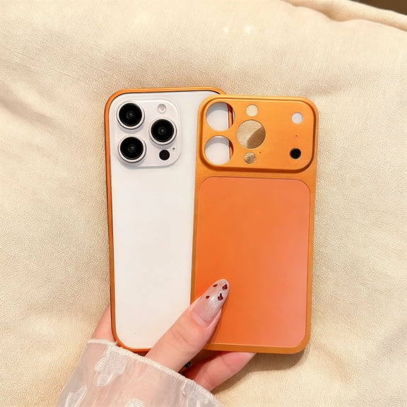 For iPhone 16 Pro Metal Phone Case,2-in-1 Back   Frame,Cover Shape like iPhone 17 Pro,Anti-Scratch Shokcproof Anti-fall Drop Protection,Ultra Slim Rugged Durable Phone Case Cover,Orange