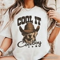 thumbnail image 2 of Cool It Cowboy T-Shirt With Western Dog, Retro Golden Retriever White and Natural Tee for Country Lover, 2 of 8