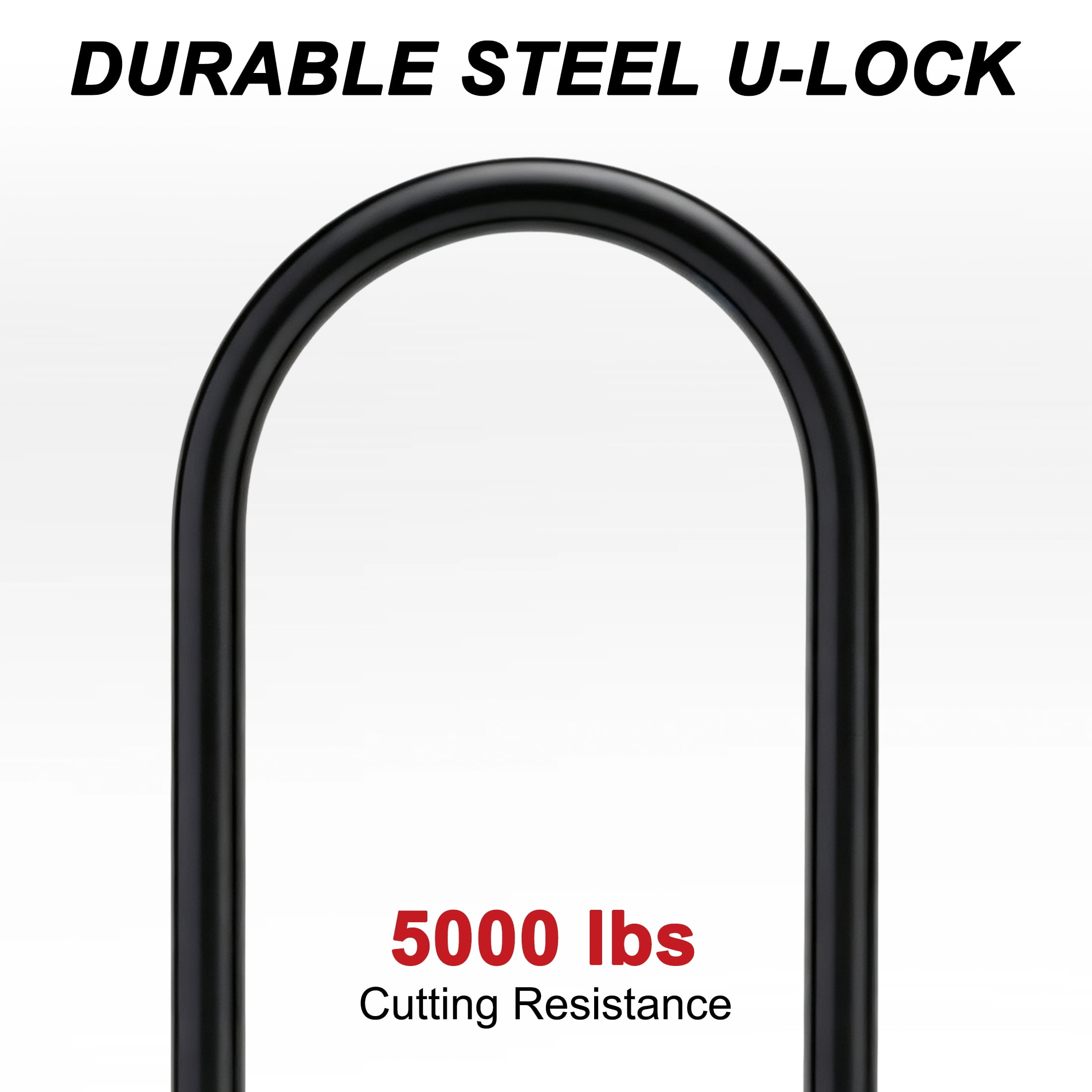 GARITIN Bike U‑Lock, Heavy‑Duty Steel Bicycle Lock with Mounting Bracket and 2 Keys, Anti‑Theft U‑Lock for Bikes