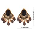 thumbnail image 2 of Efulgenz Indian Jewelry Antique Crystal Stone Faux Pearl Beads Drop Big Stud Earrings Set for Women, Black, 2 of 4