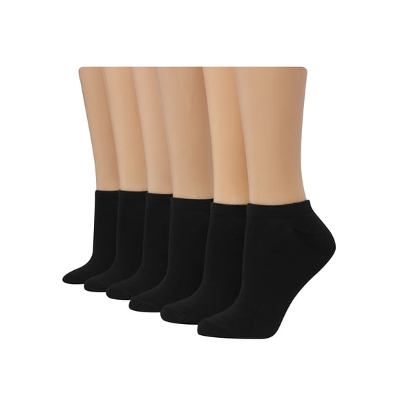 Hanes Comfort Fit Women's No-Show Socks, 6-Pairs Black 5-9