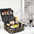 thumbnail image 5 of FORMRS Travel Makeup Bag Large Capacity Train Case Cosmetic Organizer with Adjustable Dividers, Black Geometric, 5 of 8