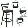 thumbnail image 4 of Flash Furniture HERCULES Series Black Two-Slat Ladder Back Metal Restaurant Barstool - Black Vinyl Seat, 4 of 11