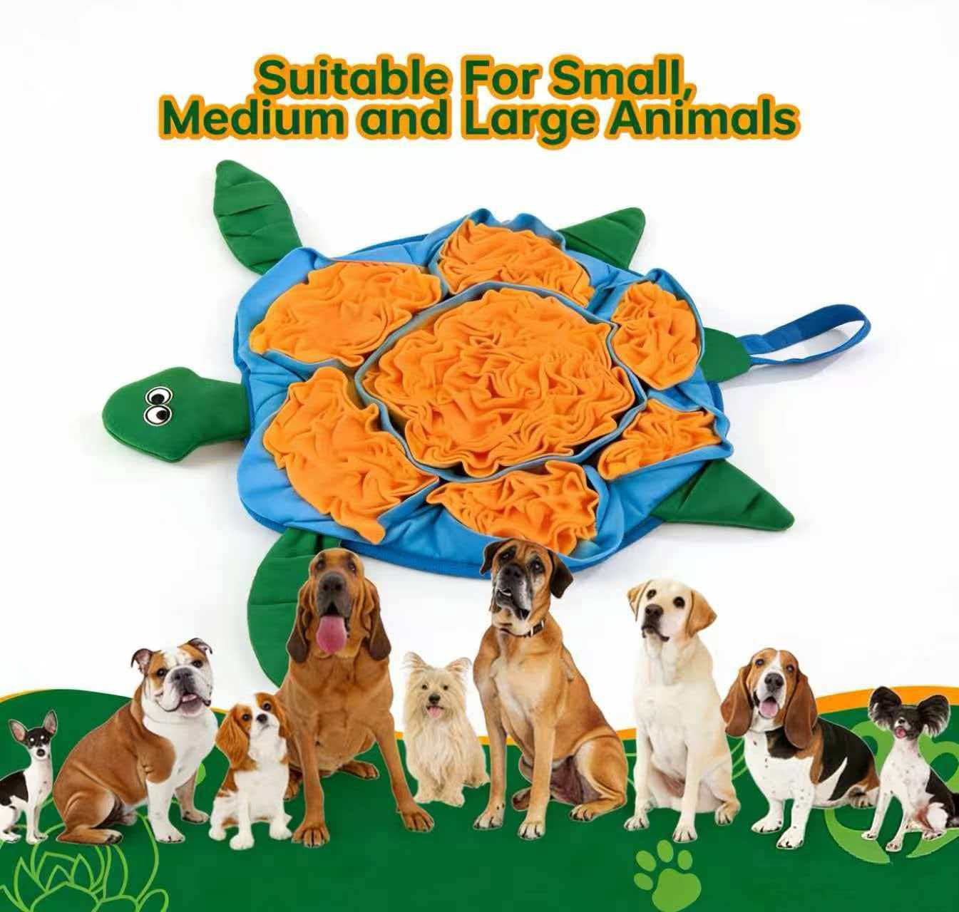 Dog Snuffle Mat, Interactive Turtle Foraging Mat for Mental Stimulation, Slow Feeder Puzzle Toy for Small to Medium Dogs, Nosework Training & Stress Relief Pet Enrichment Mat, Machine Washable
