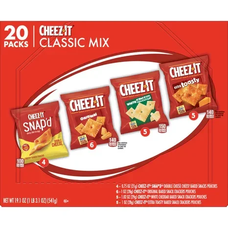 Cheez-It Variety Pack Cheese Crackers, Grab n' Go, 20-Count – Baked Snack Crackers, Individually Wrapped