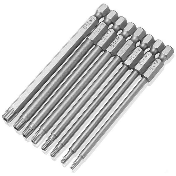 8pcs extra long hollow magnetic Torx screwdriver bits set 1 4 inch