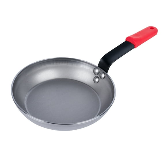 Bundle: Met Lux 8 Inch Frying Pan, 1 Induction-Ready Cooking Pan With A Red Silicone Sleeve - No-Stick, Hanging Hole, Carbon Steel Pans, Oven-Ready, Triple-Riveted - Restaurantware
