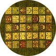 thumbnail image 1 of Ahgly Company Machine Washable Indoor Round Abstract Yellow Modern Area Rugs, 8' Round, 1 of 4