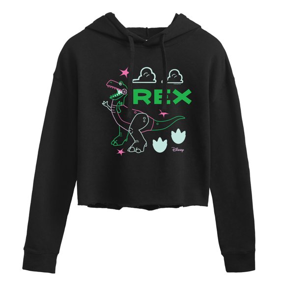 Toy Story - Neon Rex - Juniors Cropped Pullover Hoodie