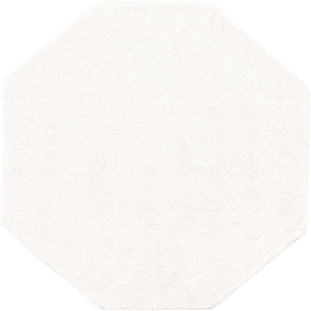 Unique Loom Solo Solid Plush Kids Modern Rug 7' 11 x 7' 11 Octagon Snow White