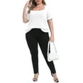thumbnail image 2 of Gocolloa Womens Plus Size Tops Tunic Sexy Square Neck Short Sleeve Shirts Summer Loose Fit Dressy Casual Blouse White 1X, 2 of 5