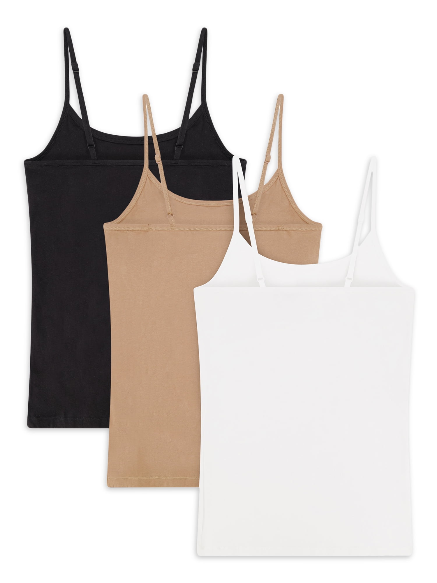 Best Fitting Panty Cotton Tunic Camisole Adjustable Spaghetti Strap Tank Top,  3 Pack 