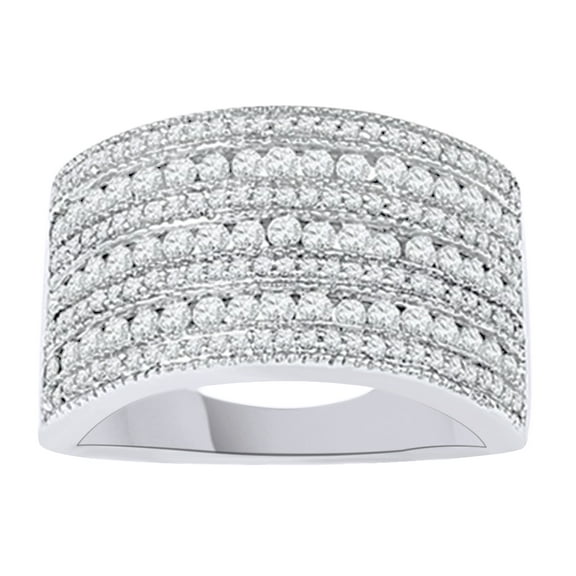 AFFY White Natural Diamond Anniversary Ring In 10k White Gold (1 Cttw)