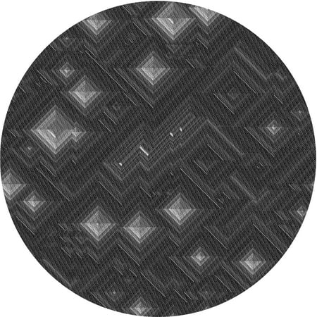 

Ahgly Company Indoor Round Patterned Charcoal Black Area Rugs 3 Round