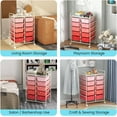 thumbnail image 6 of LILEYI 10 Drawers Rolling Cart, Classroom Organizers, Storage Cart with Wheels, for Teacher Office Home School Supplies Tool Craft Art Paper, Pink Gradient, 6 of 9