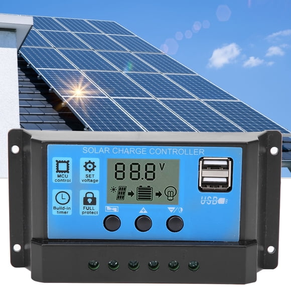Solar Regulator, Automatic PWM Blue Controller, 10A Outdoor LED Off Grid Solar System Garden Landscape Light Household Supplies