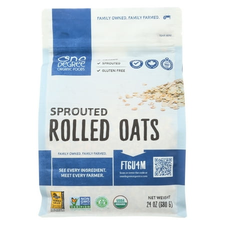 One Degree Organic Foods Organic Rolled Oats – Sprouted – Case Of 4 – 24 Oz
