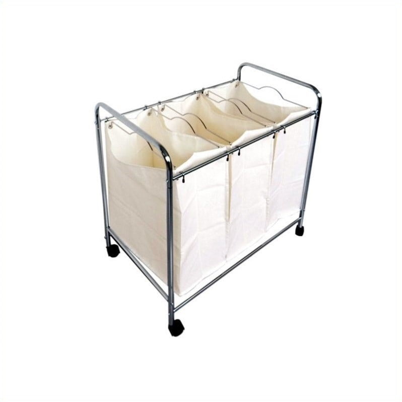 Proman Laundry Basket Trolley with 3 Compartments