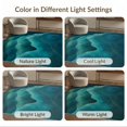 thumbnail image 7 of ODIKA 3'x5' Ultra-Soft Throw Mat, Teal Gold Serene Abstract Landscape Design Elegant Wavy Lines and Moon Motif Washable, Bare feet friendly, Easy Care Indoor rug for Bedside, Vanity, 7 of 7