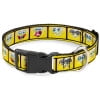 Nickelodeon Pet Collar, Dog Collar Plastic Buckle, SpongeBob Expressions Filmstrip Yellows Black White, 7 to 8.5 Inches 0.5 Inch Wide