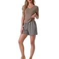 thumbnail image 2 of INSPIRE CHIC Women's Sleep T-Shirt V-Neck Pajamas Top for Nightwear Loungewear L Khaki, 2 of 6
